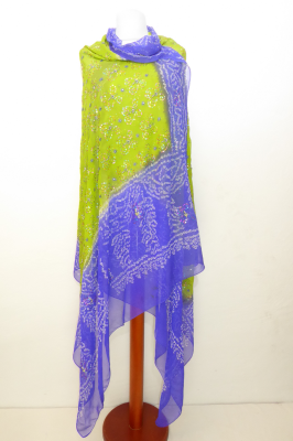 Dupatta Seidengeorgette grün-blauviolett