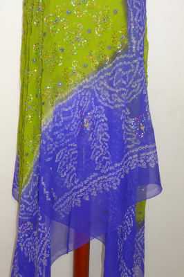 Dupatta Seidengeorgette grün-blauviolett