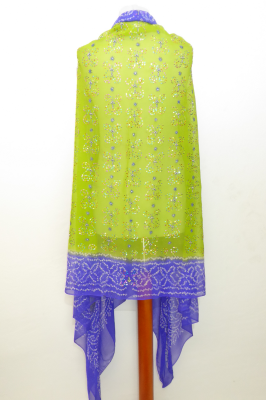 Dupatta Seidengeorgette grün-blauviolett