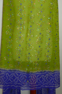 Dupatta Seidengeorgette grün-blauviolett