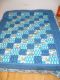 Tagesdecke 'Patchwork' türkis-blau-weiss