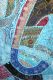 Wandbehang 'Patchwork' hellblau mit üppiger Perlenstickerei