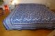 Quilt 'Blockprint' zweiseitig blau-weiß