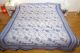 Quilt 'Blockprint' zweiseitig blau-weiß