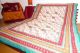 Quilt 'Blockprint' mit zwei Schauseiten - türkisgrün-rot-gelb