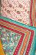 Quilt 'Blockprint' mit zwei Schauseiten - türkisgrün-rot-gelb