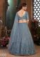 Lengha Choli 'Pragita' Stoffset 3-teilig graublau
