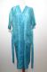 Morgenmantel Seide hellblau, Kimono Vintage aus Sariseide mit Paisley-Print