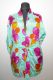 Kimonojacke 'Vintage' türkisgrün mit Blüten und Kreisen - Free Size S/M/L - B-Ware