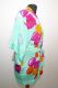 Kimonojacke 'Vintage' türkisgrün mit Blüten und Kreisen - Free Size S/M/L - B-Ware