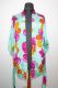 Kimonojacke 'Vintage' türkisgrün mit Blüten und Kreisen - Free Size S/M/L - B-Ware