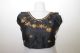 Saribluse 'Choli' schwarz mit goldenen Perlen