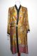 Kimono 'Bali' gold mit floralen Mustern, Morgenmantel aus Baumwollsatin mit Seidenanteil