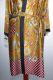 Kimono 'Bali' gold mit floralen Mustern, Morgenmantel aus Baumwollsatin mit Seidenanteil
