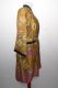 Kimono 'Bali' gold mit floralen Mustern, Morgenmantel aus Baumwollsatin mit Seidenanteil