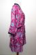 Kimono 'Bali' fuchsia mit floralen Mustern, Morgenmantel aus Baumwollsatin mit Seidenanteil