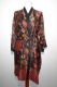 Kimono 'Bali' schwarz mit floralen Mustern, Morgenmantel aus Baumwollsatin mit Seidenanteil