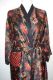 Kimono 'Bali' schwarz mit floralen Mustern, Morgenmantel aus Baumwollsatin mit Seidenanteil