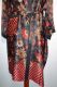 Kimono 'Bali' schwarz mit floralen Mustern, Morgenmantel aus Baumwollsatin mit Seidenanteil