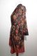 Kimono 'Bali' schwarz mit floralen Mustern, Morgenmantel aus Baumwollsatin mit Seidenanteil