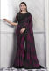 Sari 'Silverscreen' tiefmagenta-schwarz mit Perlenstickerei