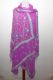Dupatta Georgette erikaviolett mit Blumenstickerei