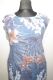 Leinenkleid graublau mit floralen Mustern - XXL und XXXL