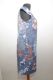 Leinenkleid graublau mit floralen Mustern - XXL und XXXL