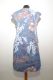 Leinenkleid graublau mit floralen Mustern - XXL und XXXL