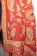 Wollschal 'boiled wool' bestickt rot-beige