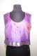 Seidentop flieder mit Blumenprint und Goldborte