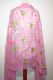 Dupatta Georgette rosa mit bunten Blumen