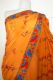 Sari aus reiner Kreppseide orange mit Blumenborte