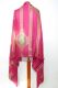Dupatta Chiffon rubinrot mit goldenen Streifen