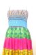 Kleid 'Gypsy' mit blau-braunem Bustier und bunten Volants