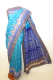 Seidensari blau-royalblau mit Brokat- und Paillettenstickerei