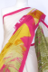 Indischer Sari aus feinstem Polyester pink-gelboliv-weiß