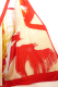 Indischer Sari aus feinstem Polyester rot-hellbeige