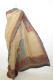 Sari aus Seidengeorgette hellbeige mit grau und orange