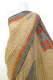 Sari aus Seidengeorgette hellbeige mit grau und orange