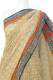 Sari aus Seidengeorgette hellbeige mit grau und orange