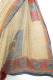 Sari aus Seidengeorgette hellbeige mit grau und orange