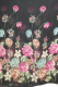 Georgette-Sari Viskose schwarz mit Blumenprint