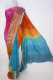 Georgetteseidensari 'Rainbow' mit Goldbrokat