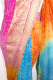 Georgetteseidensari 'Rainbow' mit Goldbrokat