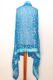 Dupatta Georgette blau mit Blumenstickerei