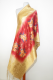 Dupatta rot mit Blumenmuster und Goldbrokat