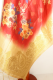 Dupatta rot mit Blumenmuster und Goldbrokat