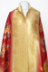 Dupatta rot mit Blumenmuster und Goldbrokat