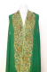 Aufwändig bestickte Dupatta aus grünem Seidenchiffon